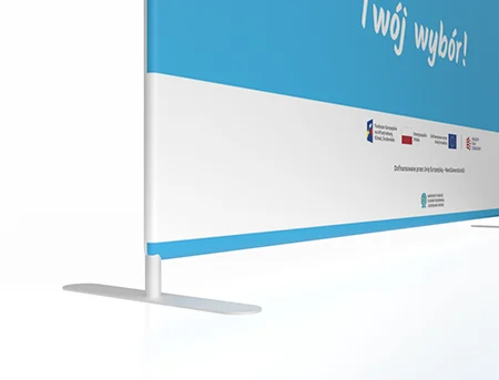 wizualizacja stopy ścianki reklamowej w barwach gminy